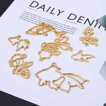 

7Pcs Goldfish Metal Frame Collection Pendant Open Bezel Setting UV Resin Jewelry Y4QB