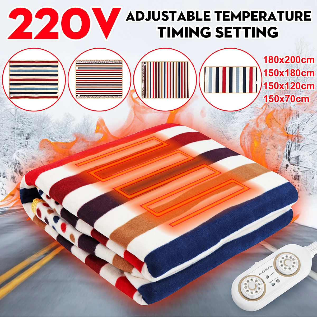 3/2/1 person 220V Bed Electric Heated Blanket Heating Mat Winter Warmer Thermostat Carpet Single Double Bedroom Carpets Mat