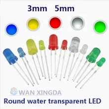 100Pcs F3 F5 super bright 3mm 5mm Round water transparent green / yellow / Blue / White / red LED Kit