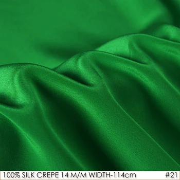 

SILK CREPE DE CHINE 114cm width 14momme/100% Pure Mulberry Silk Fabric/Batik Painting and Wedding Dress Fabric Bamboo Green NO21