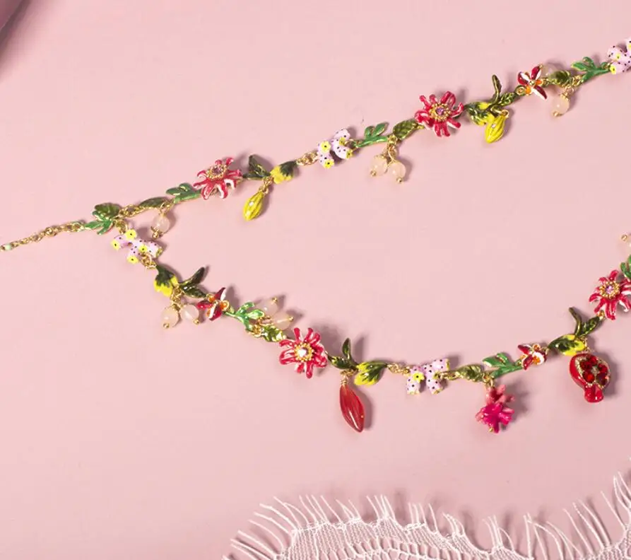 CSxjd дизайнер Небесный сад Гранатовый Цветок двойной слой большое ожерелье женские ювелирные изделия
