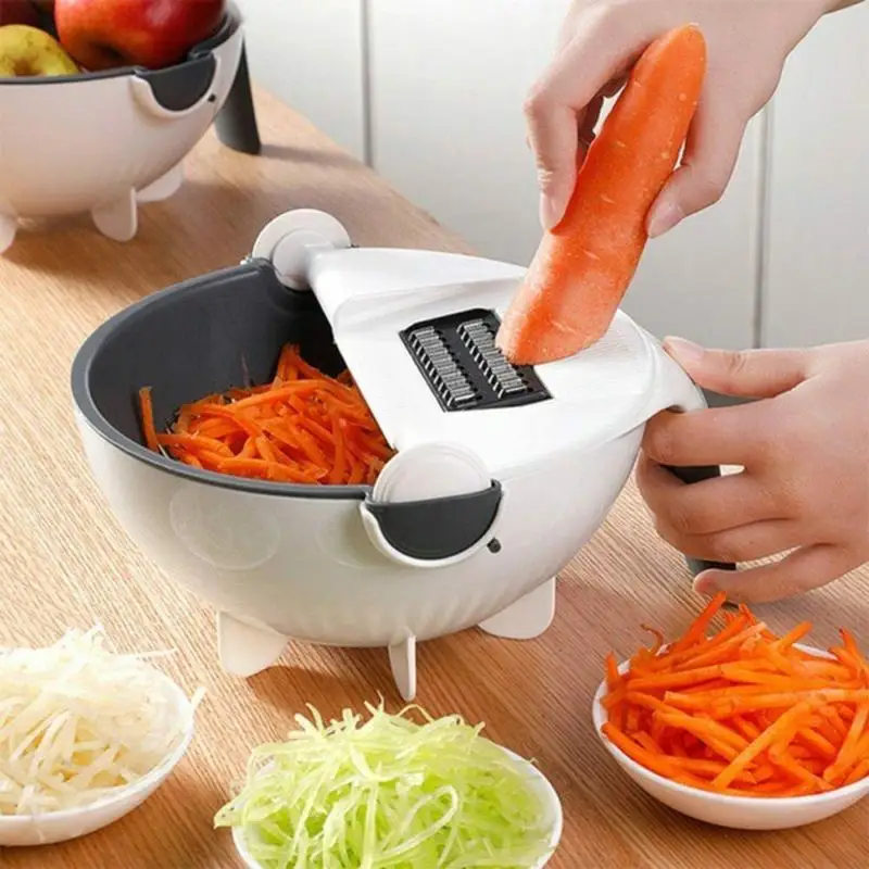 

Magic Multifunctional Rotate Vegetable Cutter With Drain Basket Kitchen Veggie Fruit Shredder Grater Slicer Drop Shipping