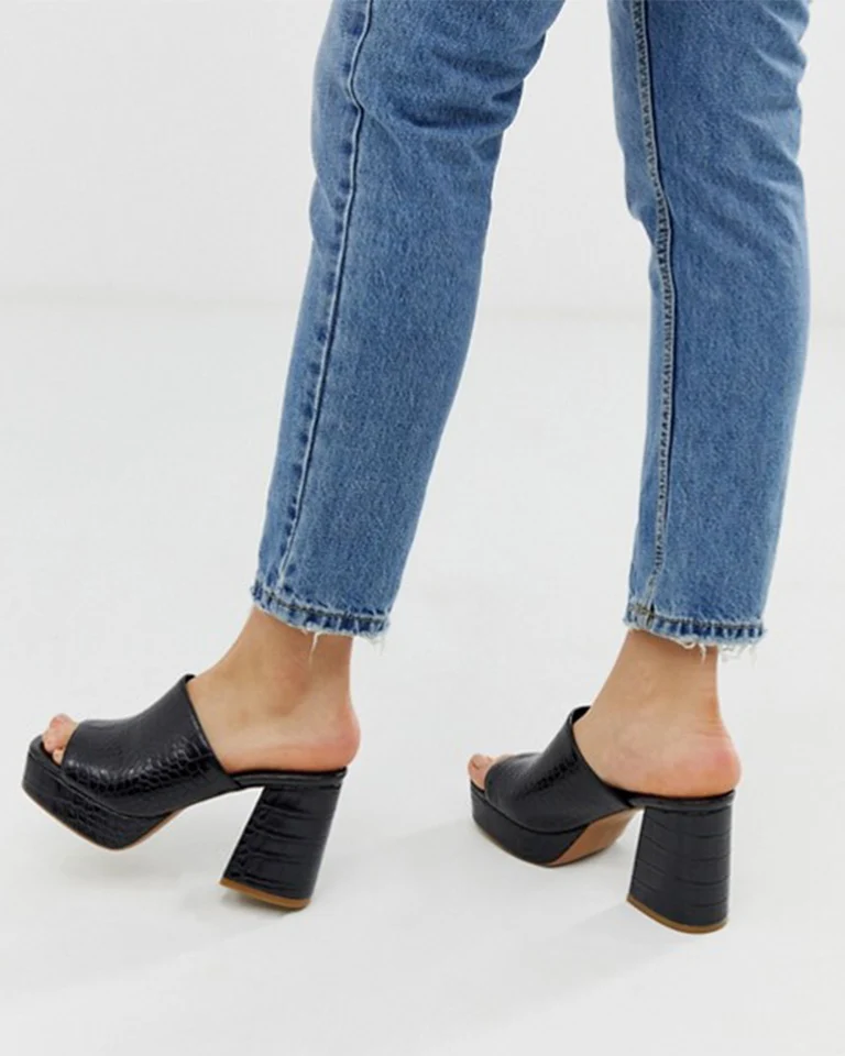 black croc mules