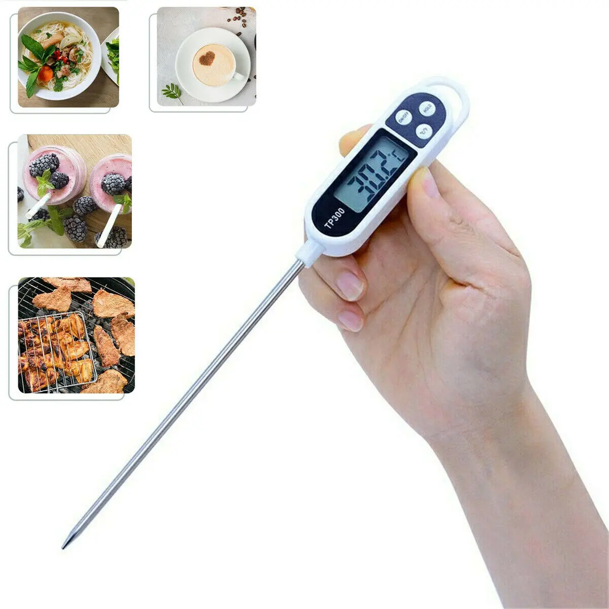 TP300 Digital Food Thermometer Probe For Kitchen BBQ Meat Water Milk Oil Tea Soup Electronic Oven Temperature Measuring Tool