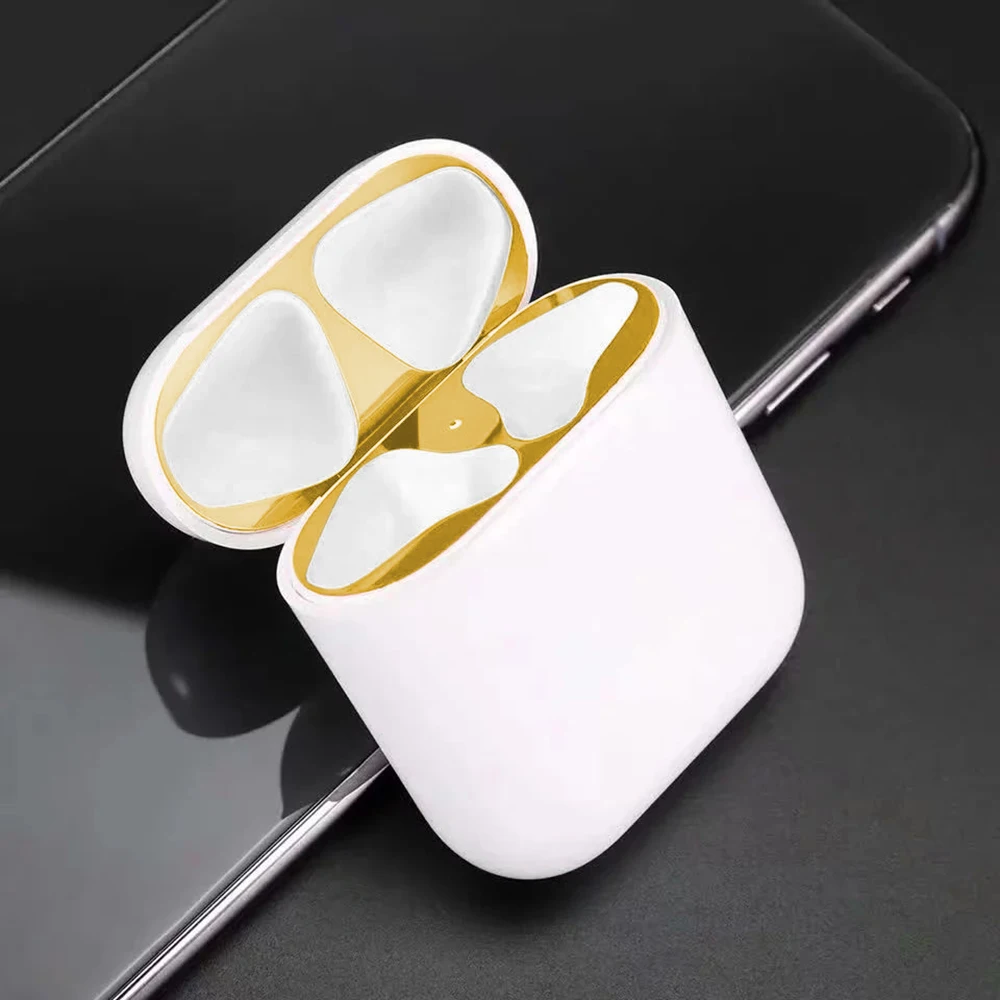 Пылезащитная металлическая Пылезащитная наклейка для Apple Airpods 2 1 Air pods Airpod наклейка s Аксессуары - Цвет: Цвет: желтый