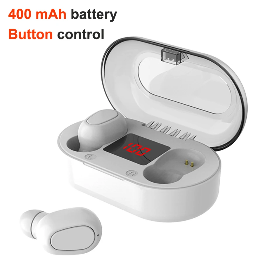 Bluetooth наушники с сенсорным управлением, беспроводные наушники, HiFi 6D бас, стерео гарнитура, громкая связь, бинауральные звонки, наушники с внешним аккумулятором - Цвет: L22 white