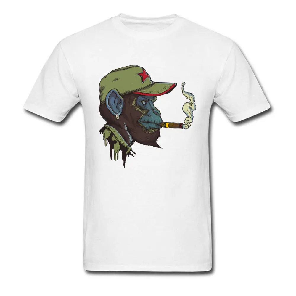 Cartoon HipHop Funny Design Tops T Shirt 2018 Summer Fall 100% Cotton Men Shirts Normal Short Sleeve Guerrilla Chimp Smoking |