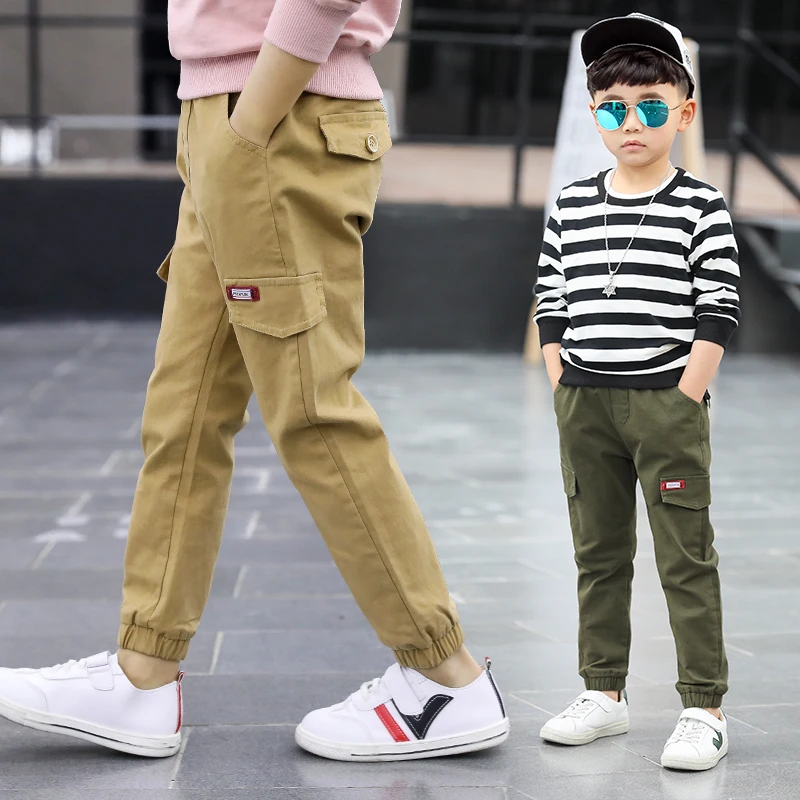 Штаны для мальчиков коллекция года, Осенние хлопковые длинные детские штаны для мальчиков возрастом от 3 до 14 лет новые стильные детские штаны высокого качества, повседневные брюки-карго