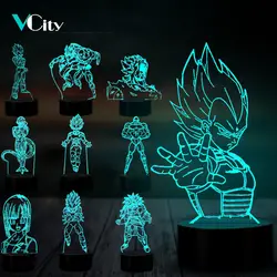 VCity Dragon Ball серия 3D ночник Vegeta Jillian Bulma мультфильм фигура светодиодный светильник подарки для детей Поклонники Мальчики атмосферное