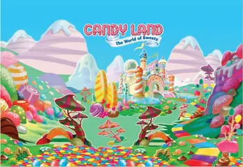 

Colorful Candy Land Sweets World Ice Cream Castle Garden background High quality Computer print children kids photo backdrop