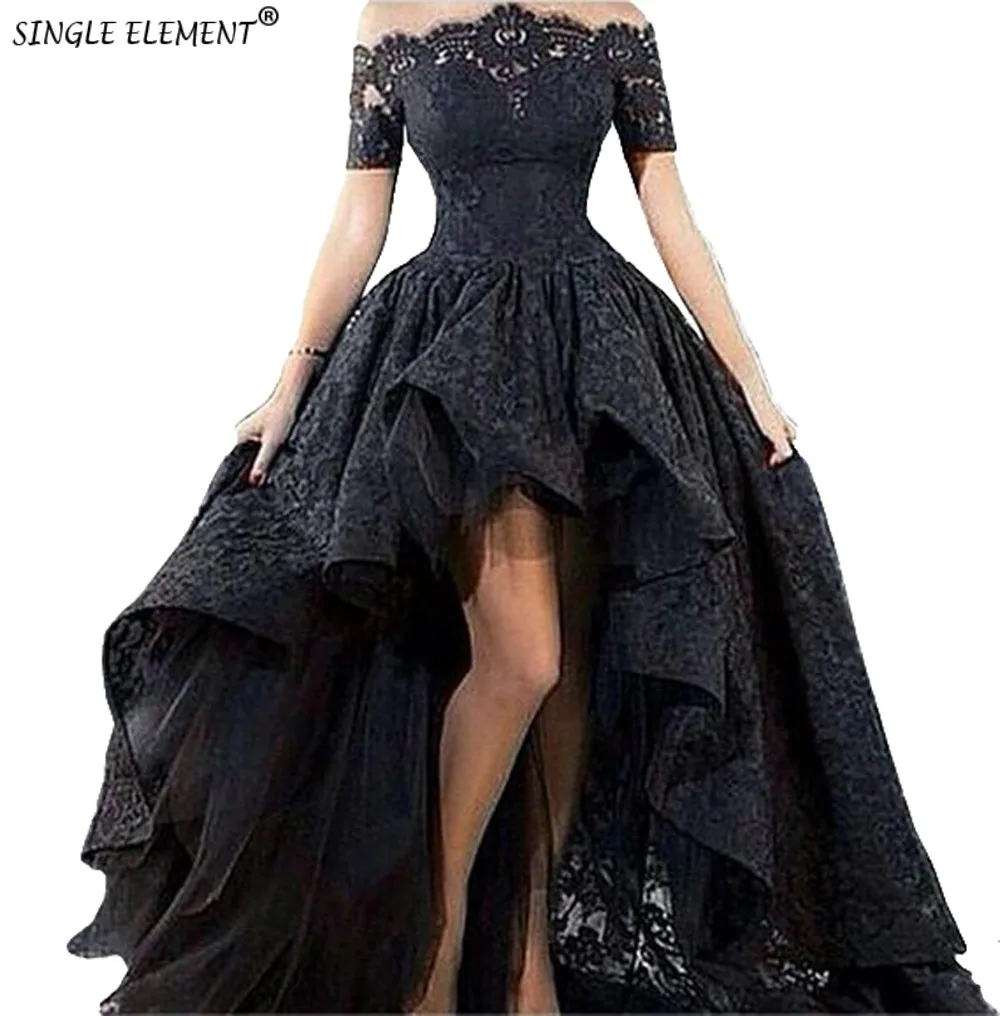 

Vitange Hi Low Black Women Lace Cocktail Dresses Plus Size