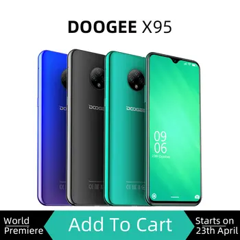 

World Premise DOOGEE X95 Android 10 4G-LTE Cellphones 6.52" Display MTK6737 16GB ROM Dual SIM 13MP Triple Camera 4350mAh Battery