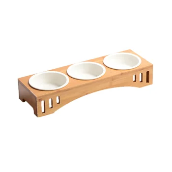 

1PC Solid Wood Porable Durable Nontoxic Storage Rack Pet Bowls Cat Dining Table for Dog Pet Cat