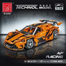 MORK – blocs de construction de voiture de course à grande vitesse 1:14, 1397 pièces, Orange, célèbre Super voiture de Sport, briques MOC, cadeaux