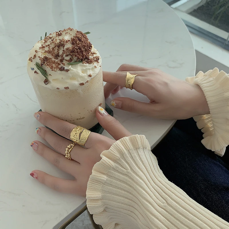 Chunky Gothic Big Bling Adjustable Gold Silver Color Rings For Women Ladies Luxury Irregular Geometric Jewelry Gifts SR2255 - Image 4