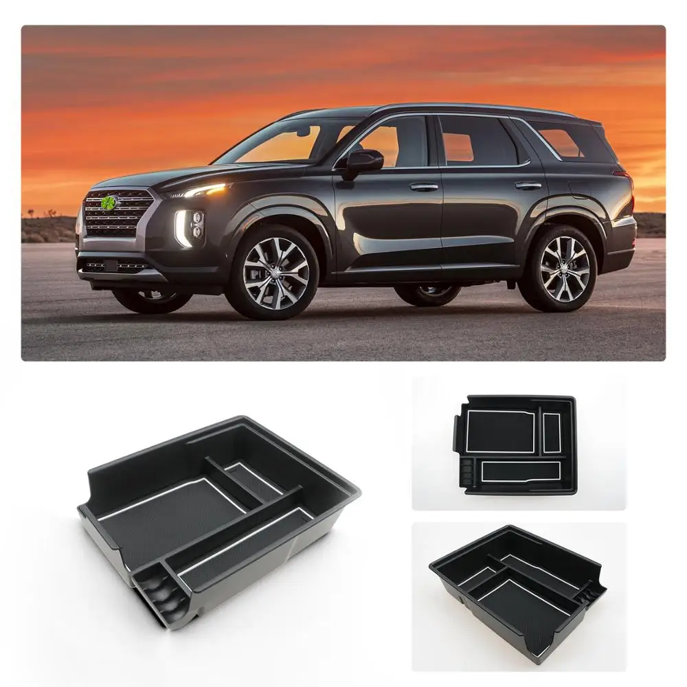 

RUIYA car central console armrest box storage for 2020 Palisade car anti-slip rubber stowing tidying auto interior accessories