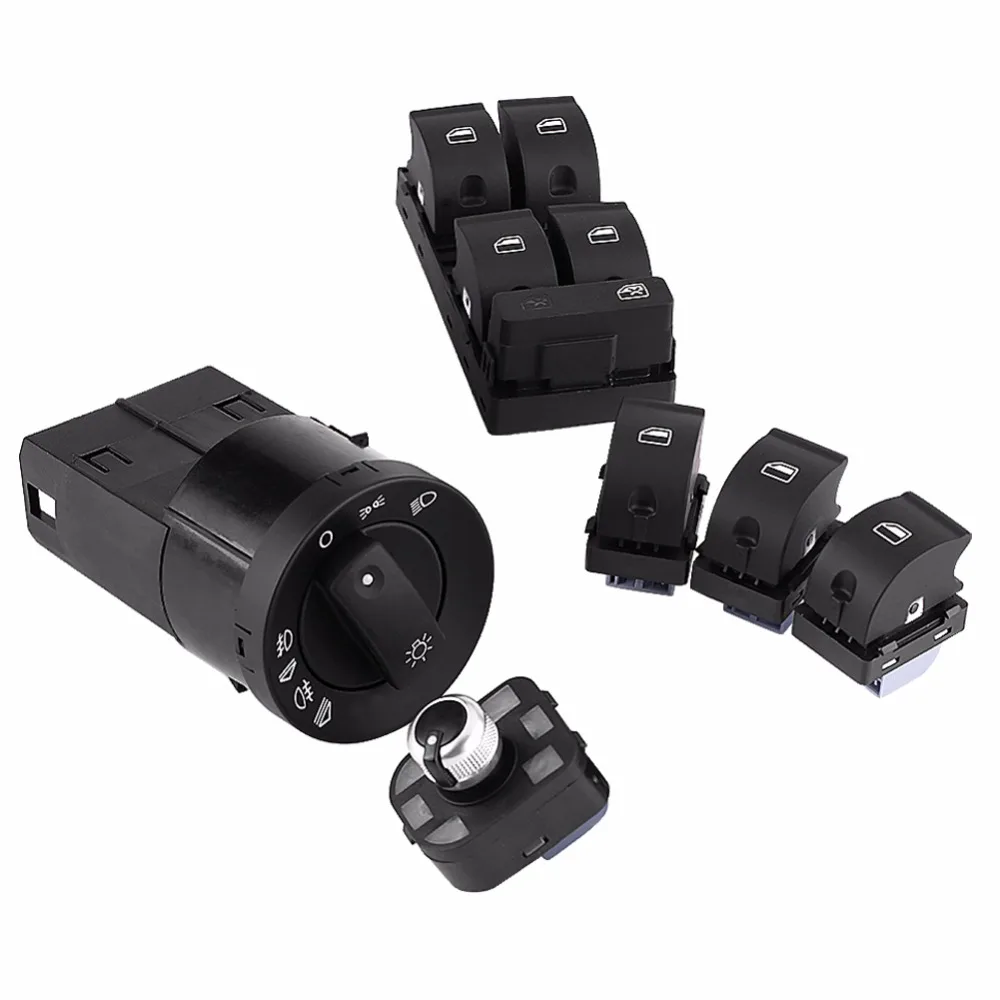 

1 Set 6pcs Car Headlight Mirror Window Master Control Switch Kit for Audi A4 B6 B7 2002 2003 2004 2005 2006 2007 2008