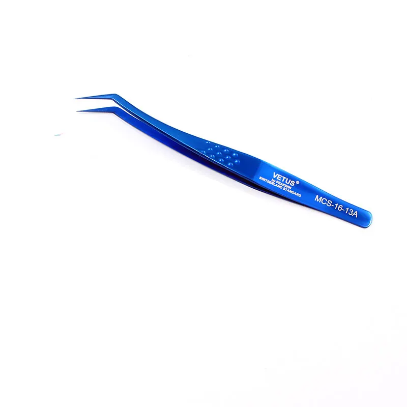 Пинцет для наращивания ресниц VETUS 3D 6D объемный Пинцет для наращивания ресниц супер тонкий наконечник отличное закрытие веерные пинцеты для ресниц - Цвет: MCS1613A Blue