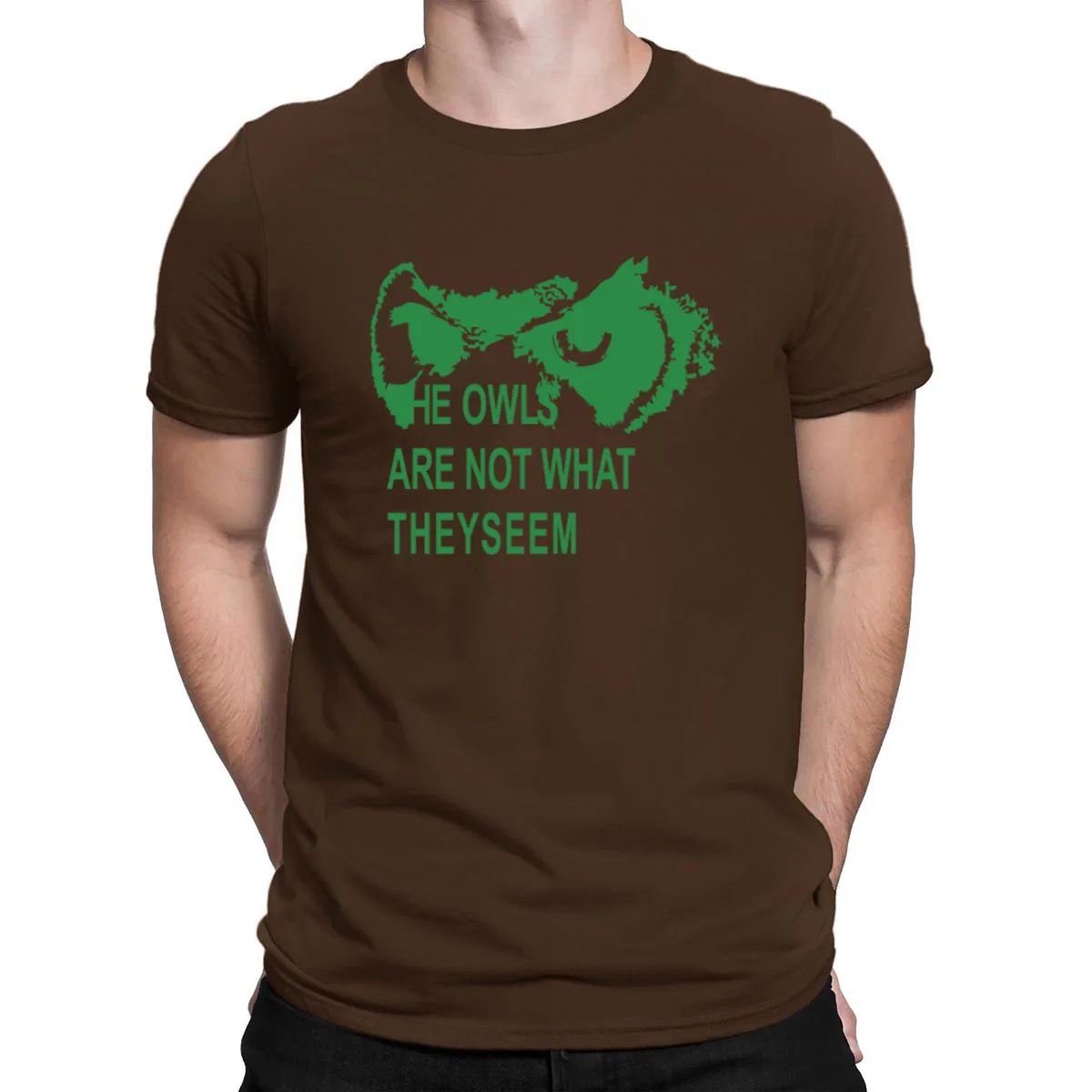 Twin Peaks Owls T-Shirt Famous Cotton Create HipHop Top Men's Tshirt Popular Novelty Spring Tee Shirt Quirky - Цвет: coffee