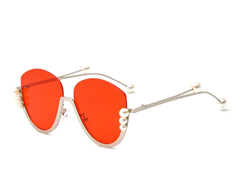 Взрывные модели, новые металлические жемчужины, половинная оправа, Индивидуальные женские солнцезащитные очки, модные дикие солнцезащитные очки - Цвет линз: 5