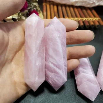 

1PCs Natural Rock Pink Rose Quartz Crystal Wand Point Healing Mineral Stone Collection DIY Home Decor Hexagonal Treatment Stones