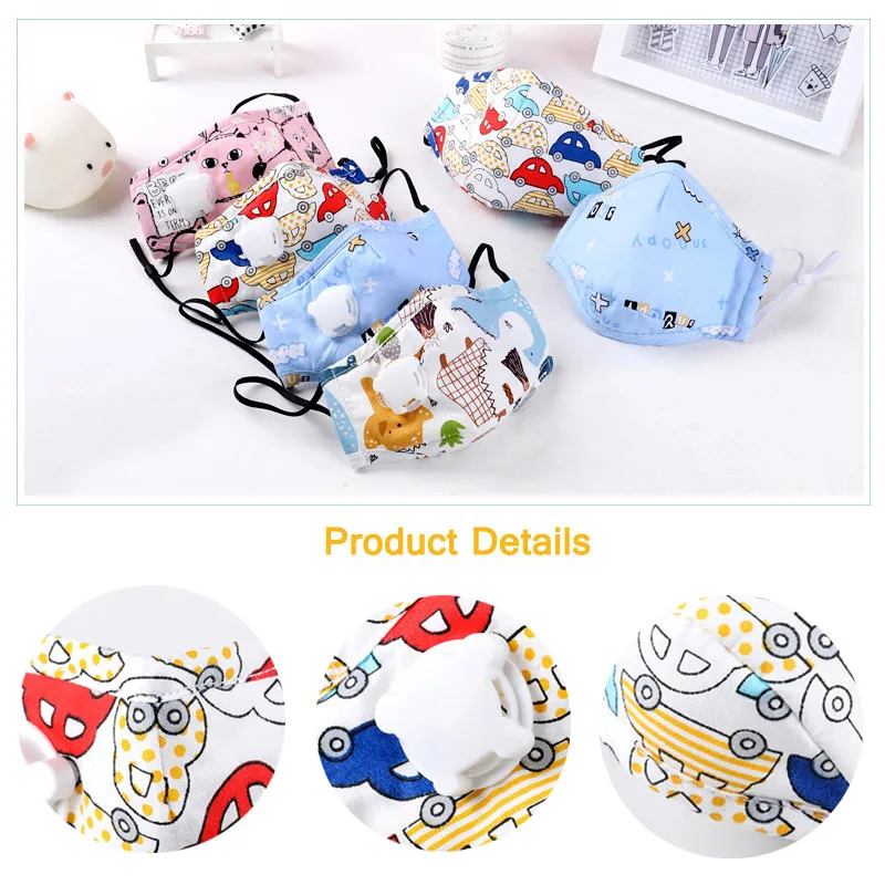 

Reusable Children Mask FPP3 Cartoon Smog Cotton Mask Anti-Fog Haze Dust Pm 2.5 Face Mask Breathable Valves Mask Mascarilla