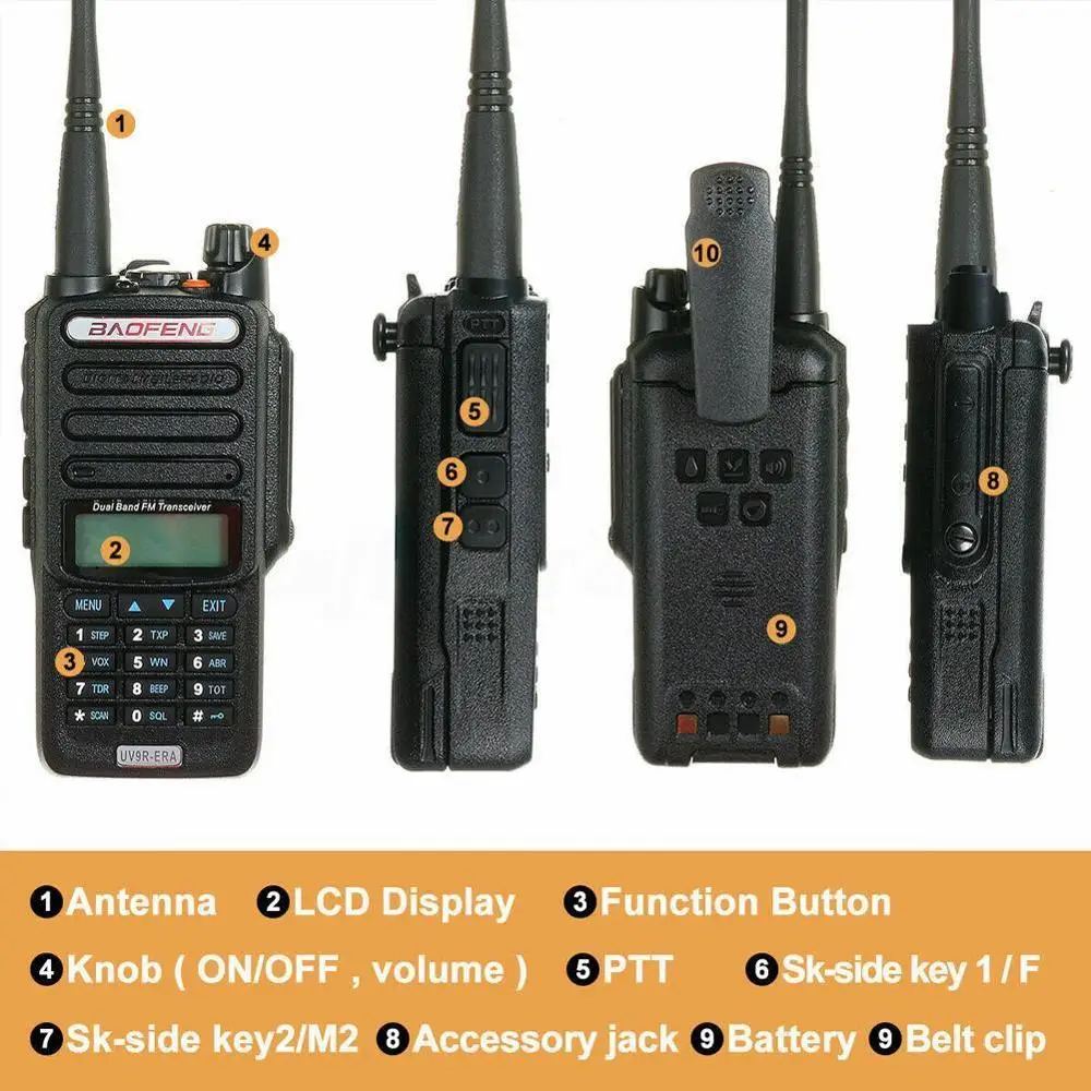 Портативная рация Baofeng UV 9R plus с защитой класса IP68 мощный приемопередатчик CB для