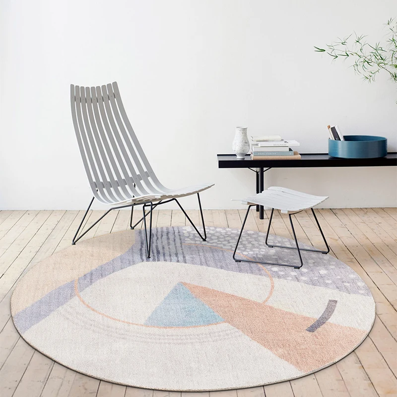 Круглые ковры в скандинавском стиле, круглые ковры для гостиной, спальни, домашние декоративные розовые ковры, кофейный столик кресло, коврики