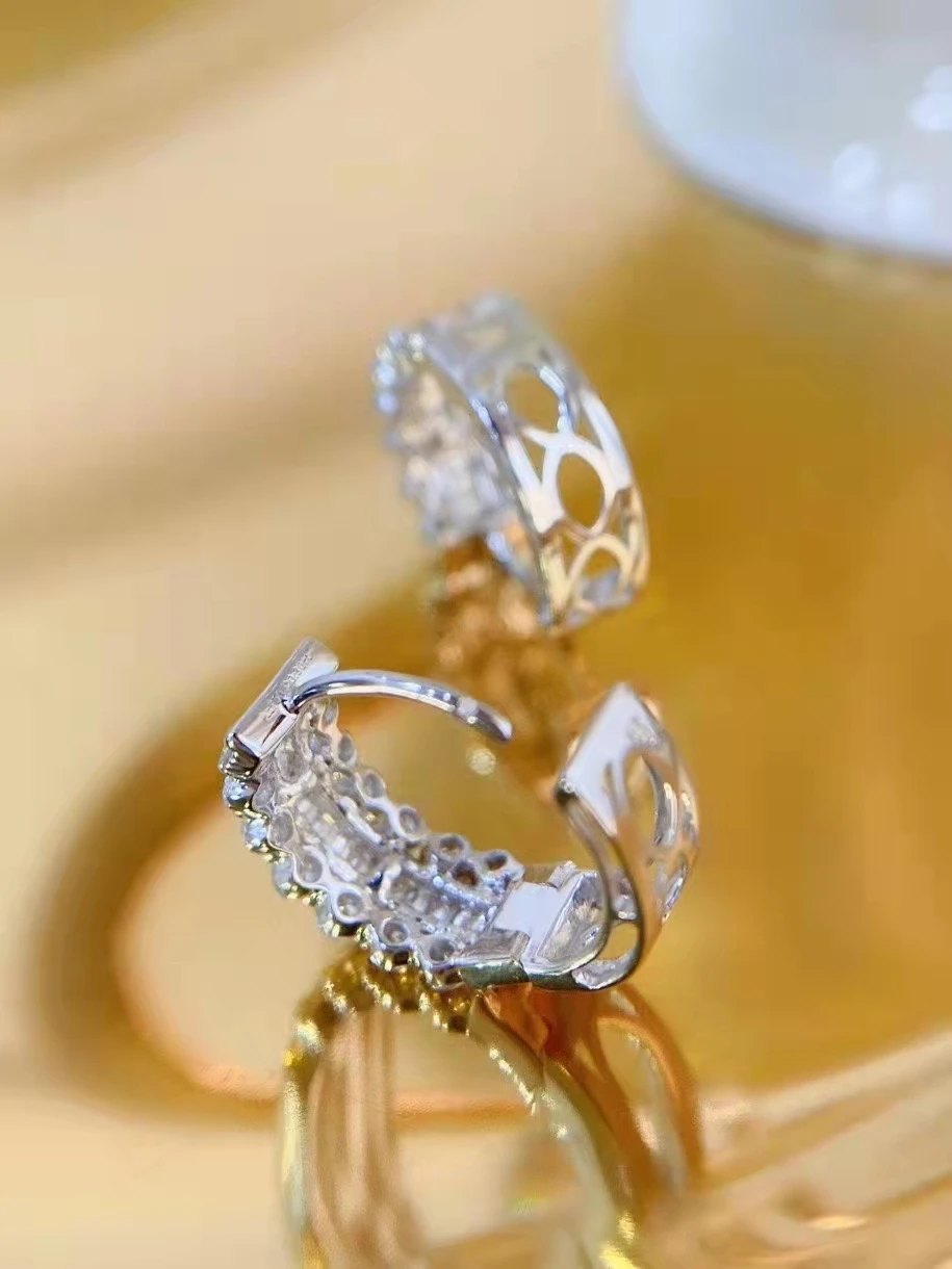 fashion real gold 18k/qu750 natural diamond earring jewelry for lady&party&wedding&all season&daily wear