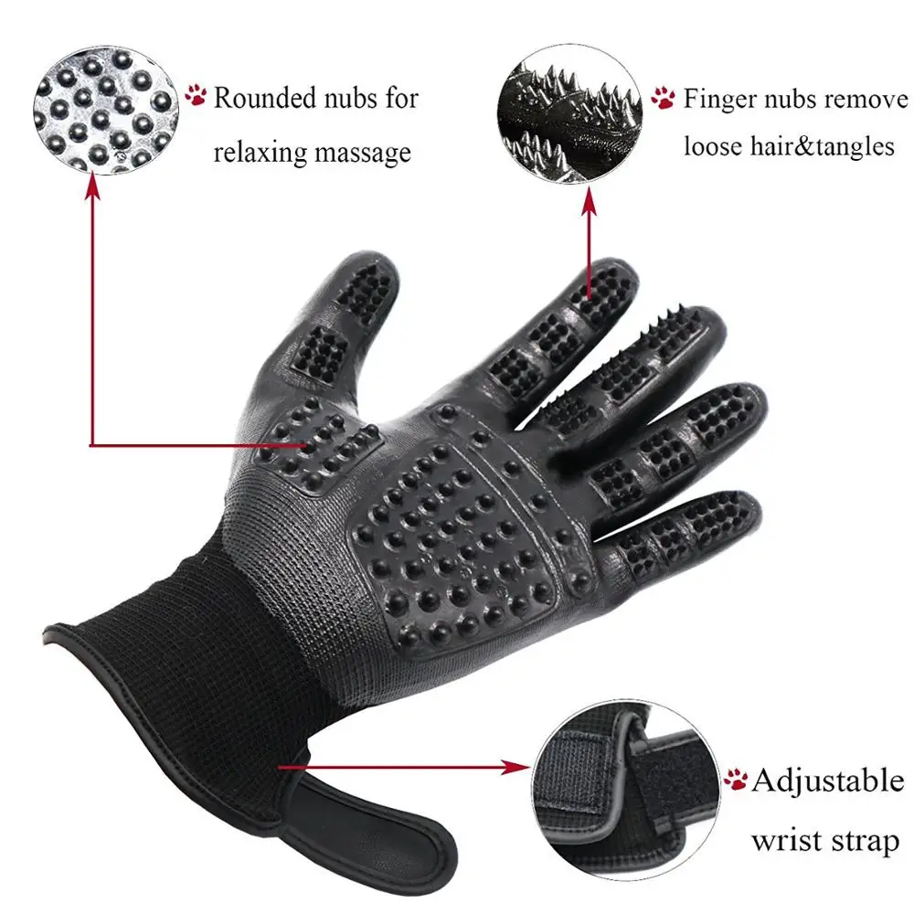 Upgraded Pat Grooming Gloves Cat Dog Horse Silicone Hair Removal Mitts Cat Brush Cat Grooming Supplies