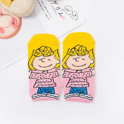 Kawaii/носки с мультипликационным принтом; милые короткие носки-башмачки с мелким носком; забавные Женские повседневные мужские короткие носки; счастье хлопок; носки - Цвет: 2