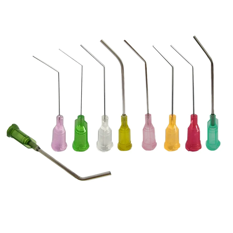 Dispensing Needles 10pcs 1.5 Inch 45 Degrees Elbow TS-TT Syringe Blunt Tip Threaded Port From 14G-34G dispensing needle surgical needle tool