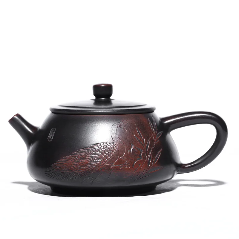 

Stone Scoop Pot, Zisha Teapot, Yixing Handmade Pot, Kung-Fu Teaware, Purple Clay Drinkware for Puer Green and Black