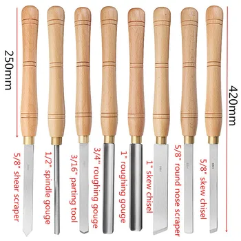 

8 Types High Speed Steel Lathe Chisel Wood Turning Tools Lathe Cutter Tools With Wood lathe Tool Holder Woodworking Tool