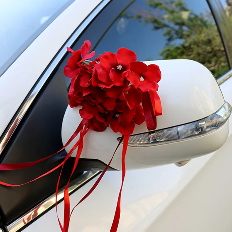 2 шт./лот, свадебное Зеркало для автомобиля, украшение двери, цветок из шелковой ленты, искусственные цветы для свадебной вечеринки, GPD8595
