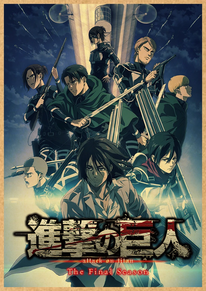 Attack on Titan Anime Poster Decor For Home Posters Room Wall Pictur Kraft Paper Retro And Prints Art Bar Cafe Stickers