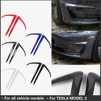

Front Blade Trim Car Styling Auto ABS Carbon Fibre Black Accessories For Tesla Model 3 Accessories For Tesla model3 2017-2020