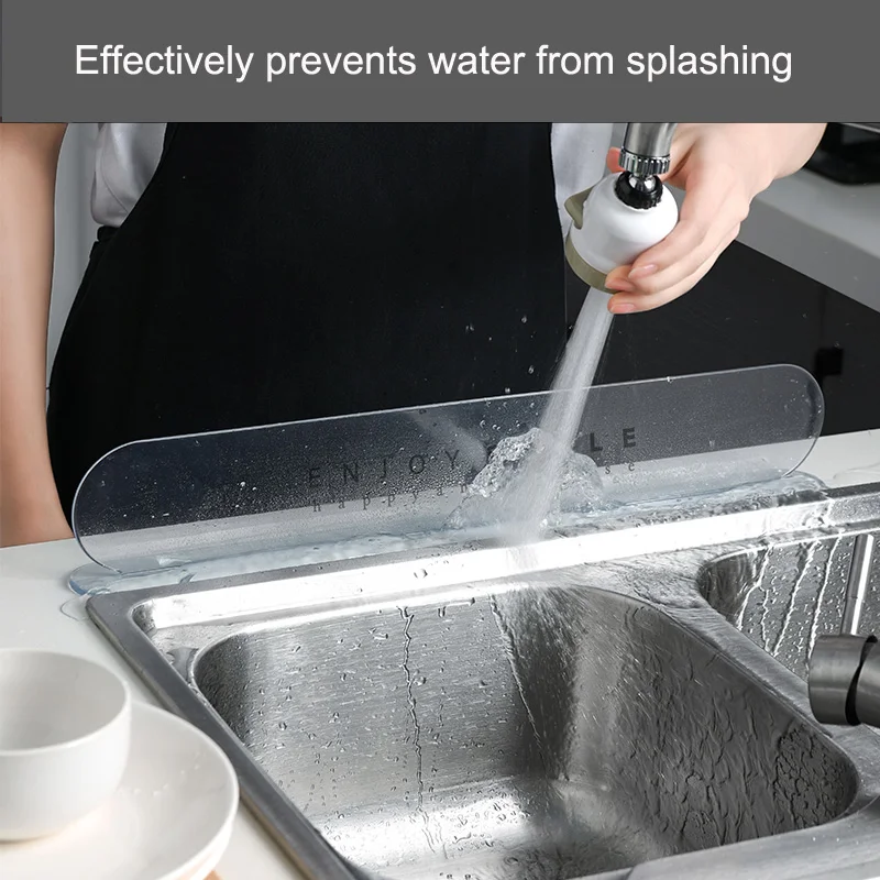 39インチ シンク用ウォーターバリア シリコン自己粘着キッチンウォータースプラッシュガード シャワーダム ウォーターストッパー フレームレス