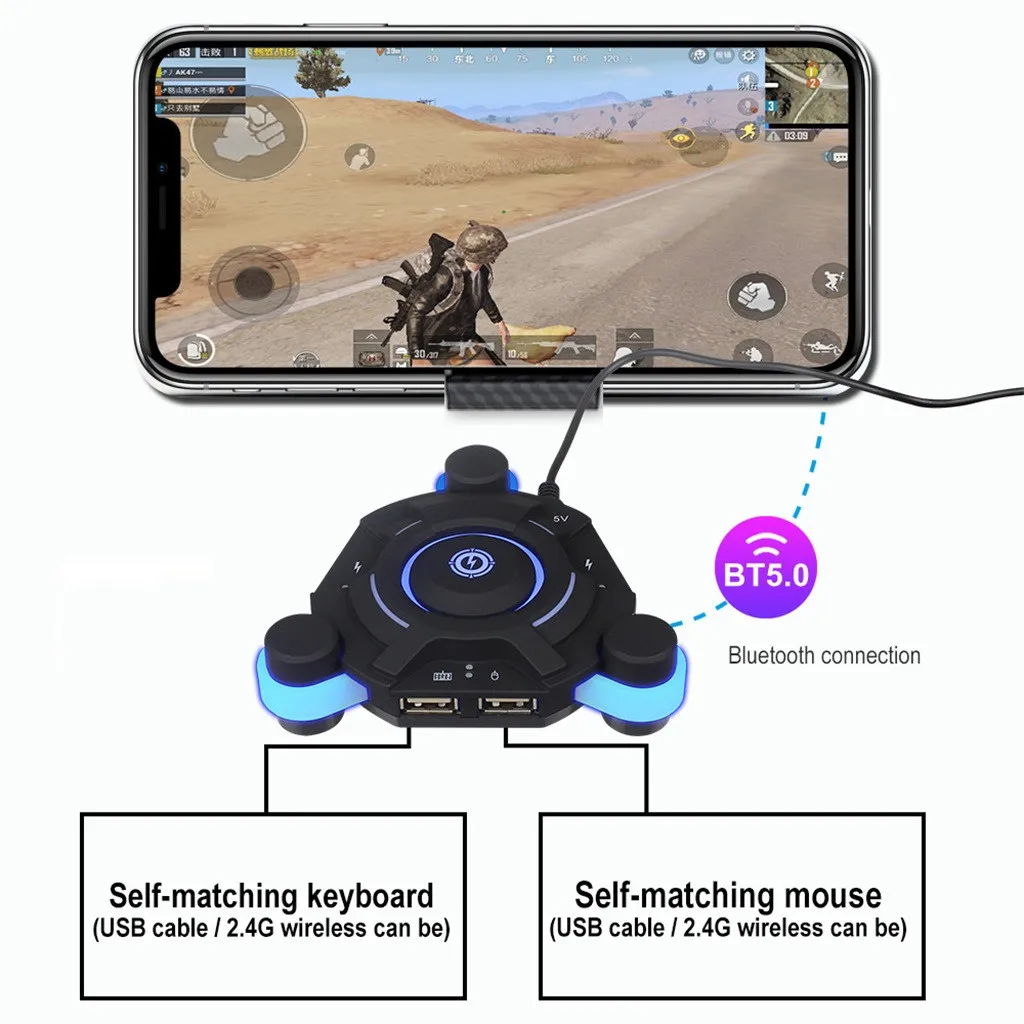 PUBG мобильный Геймпад контроллер игровая клавиатура мышь конвертер для Android ios Телефон IPAD Bluetooth 5,0 адаптер Бесплатный подарок