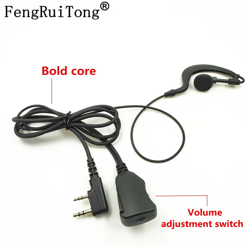 2 PIN Volume adjustment switch bold core headset PTT MIC Walkie Talkie earphone for BAOFENG UV5R UV82 888S KENWOOD/TYT/HYT | Мобильные