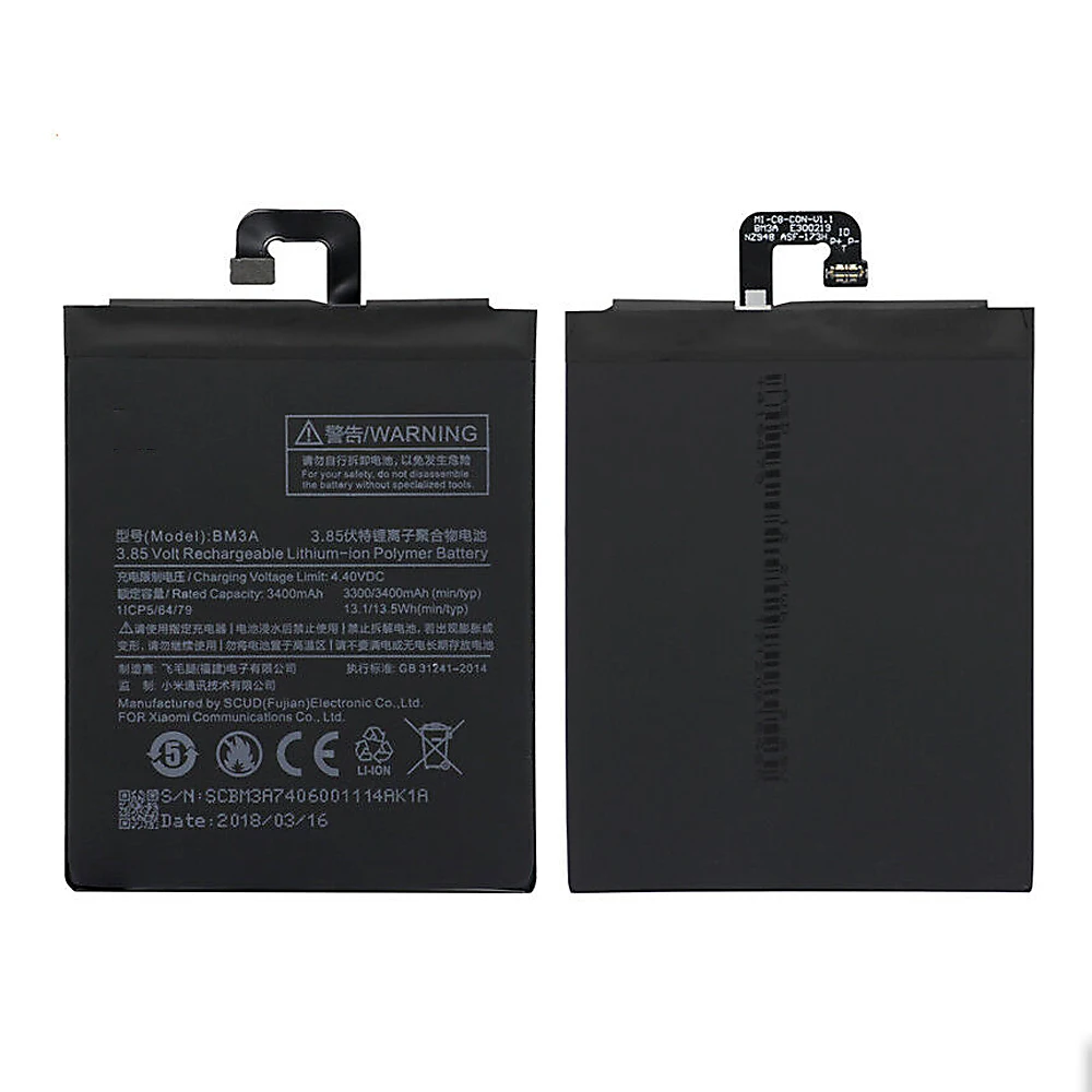 

3400mAh Original Phone Battery BM3A for Xiaomi Mi Note 3 Replacement BM3A Battery for Xiaomi Mi Note 3 Mobile Phone Battery