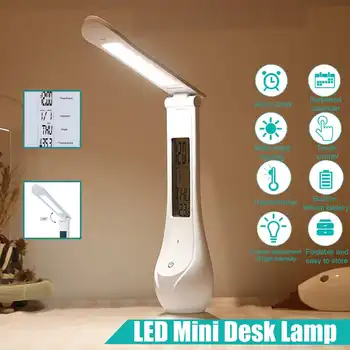 

LED Desk Lamp Foldable Dimmable Touch Table Lamp with Alarm Clock Calendar Temperature Night lights Table Light USB Powered