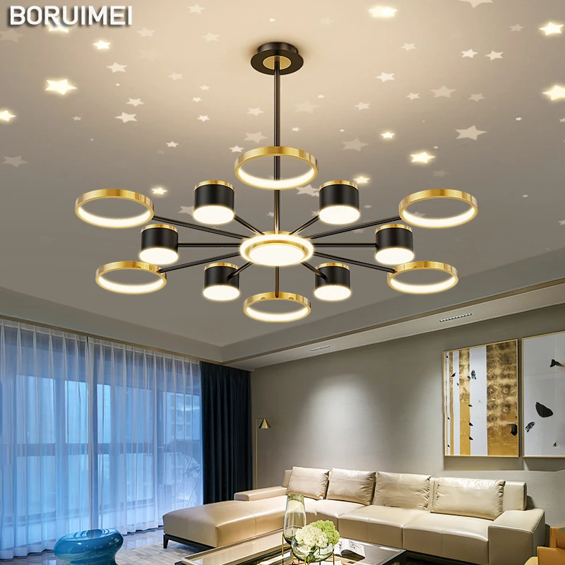 

2021 New Nordic Starry Sky Led Chandeliers For Living Room Bedroom Kitchen Starry Indoor Hanging Lamp Atmosphere Luxury Fixtures