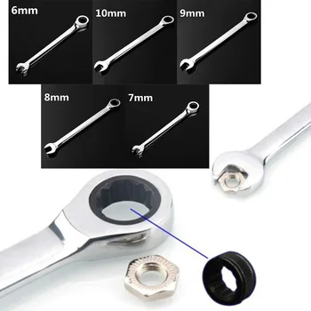 

2020 Brand New 5pcs 6-10mm Metric Ratchet Open Wrench Sets Ratcheting Spanner Repair Hand Tool