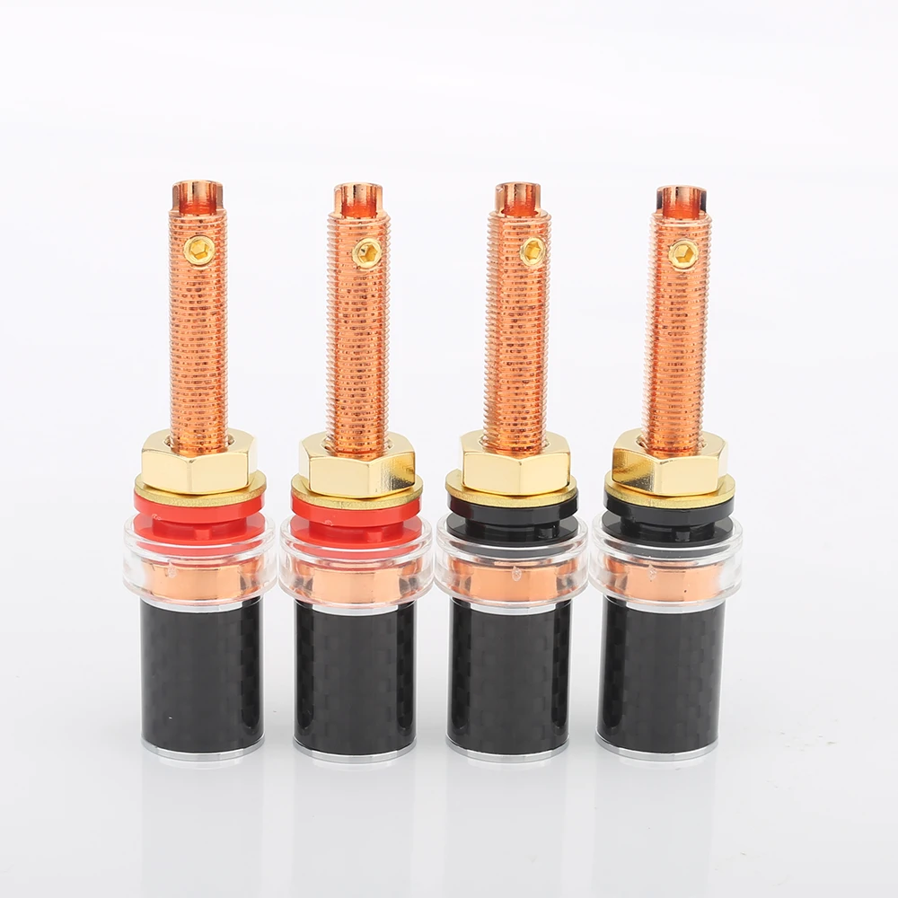 

Hi-End Carbon Fiber Red Copper Plated Speaker Terminal Binding post 4mm jack banana plug Binding Post