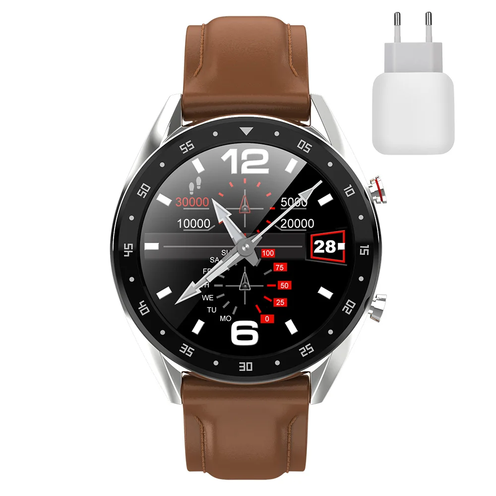 charger Leather b L7 цветной экран монитор кровяного давления сердечного ритма Смарт-часы Шагомер 1,3 дюймов экран facebook whatapp ECG PPG - Цвет: charger Leather b