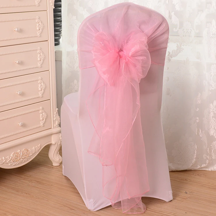 Light Pink 65x275 см оранжевый органза узел свадебные украшения для стула банкета события украшения для стульев лук стул с завязками ленты пояса синий 25 шт./партия - Цвет: Light Pink