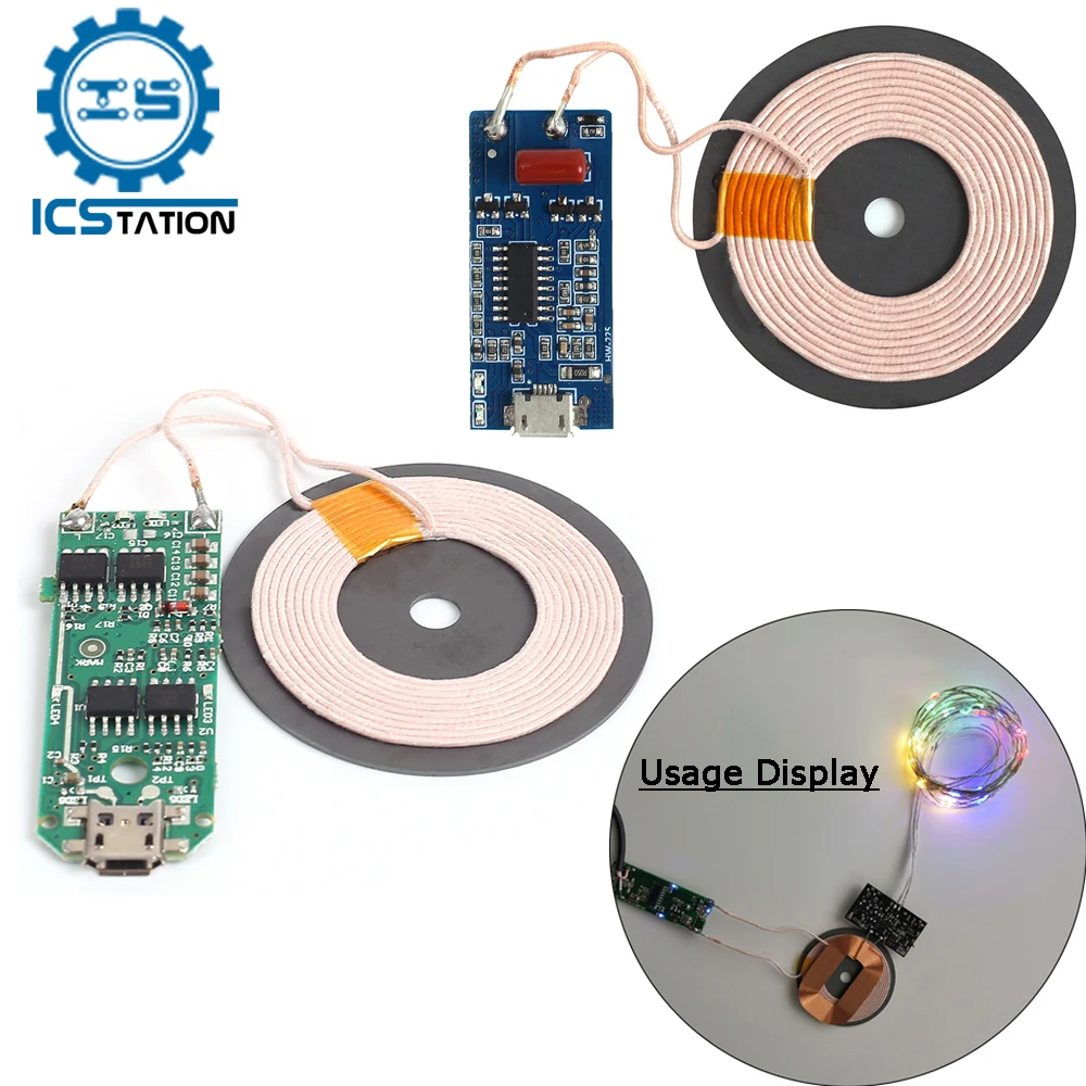 5v 1a Wireless Charger Transmitter Module Micro Usb Coil Receiver