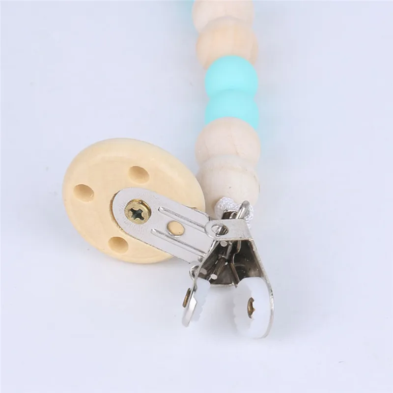 

HOT Newborn Wooden Pacifier Clip Pacifier Chain Toy Off Chain Infant Accessories
