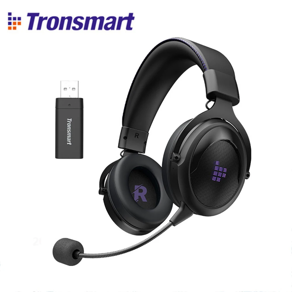 Tronsmart Shadow  Wireless Gaming Headset for Computer PS4 PS5 Gamer  Headphones with Microphone Type-C Charging Diverse RGB